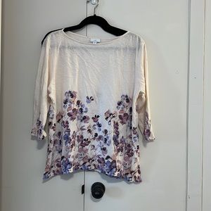 J Jill Floral ¾ Sleeve Shirt